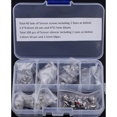 40 sets Hair Scissor Screws with 100 pcs Scissor bumpers silencer Barber repair kit Parafuso Accessory