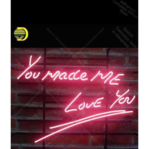 Neon Sign for new you made me love you Neon Bulb sign handcraft Real Glass Beer Energy Drink Glass Neon Light Neon Window Lights