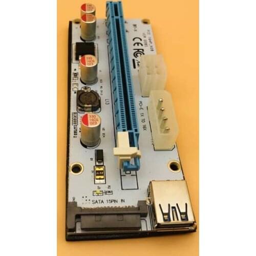 New PCI E Express Riser 3in1 SATA 4Pin 6Pin Power USB 3.0 PCI-E 1x to 16x PCI-E Riser Card for BTC Antminer Mining Miner