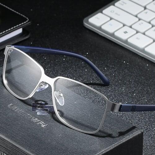 1.74 Anti Blue Light + Photochromic Glasses Men Progressive Optical Eyeglasses Men Prescription Clear Myopia Eyewear TR90 Frame
