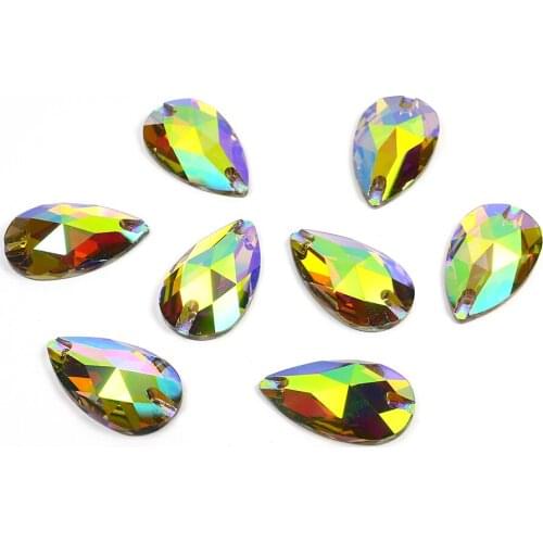 Drop Sewing Rhinestone Applique Gems AB K5 Glass Sew on Diamond Strass Crystal for Needlework Clothes Shoes Bags Wedding Dress