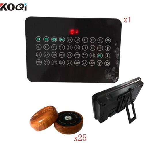 Waiter Paging System Ycall Table Call Bell Buttons Customer Calling To Waiters 100- 200M Remote Buzzer(1 display+25 call button)