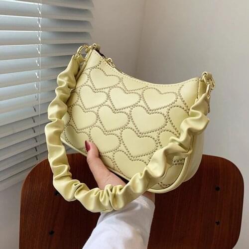 Pleated Belt Underarm Bag Pu Leather Crossbody Bag for Women 2021 Fashion Sac A Main Female Shoulder Bag Female Handbag