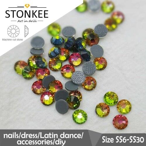 Flat Beads HotFix crystal and colors Rhinestone iron-on stone for fabric Rainbow SK030