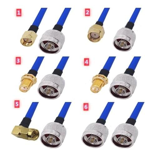 RG402 RG141 Cable N Male To RP-SMA/SMA Male & Female RF Coaxial Jumper Pigtail Bule Semi Flexible Cable