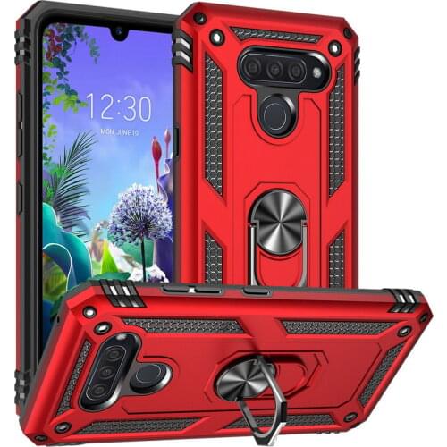 Luxury Armor Shockproof Case For LG Q60 K50 K40 Silicone Hybrid Case For LG Stylo 5 Metal Ring Cover