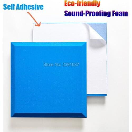 High-Density Self-adhesive acoustic foam 10 pcs/Pack 50*50*5cm Soundproof foam 0.24kg/pc Blue color for Drum Room