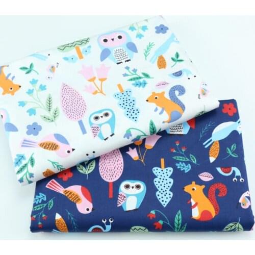 Cartoon Owl Kids Twill Cotton Fabric,Patchwork Cloth,DIY Sewing Quilting Fat Quarters Material For Baby&Child