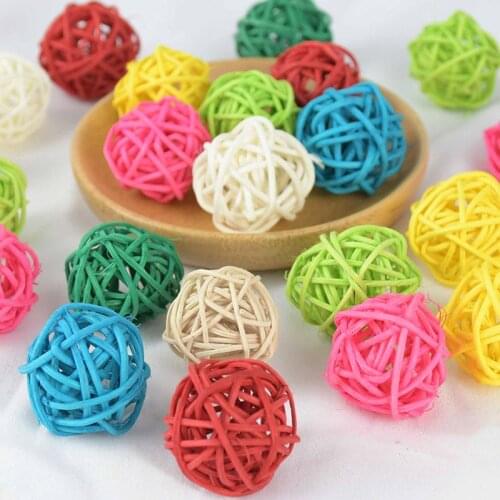 20pcs 3cm Christmas Rattan Balls Craft Wedding Party Baby Shower Round Rattan Wicker Balls Decoration Home DIY Ornament Kids Toy