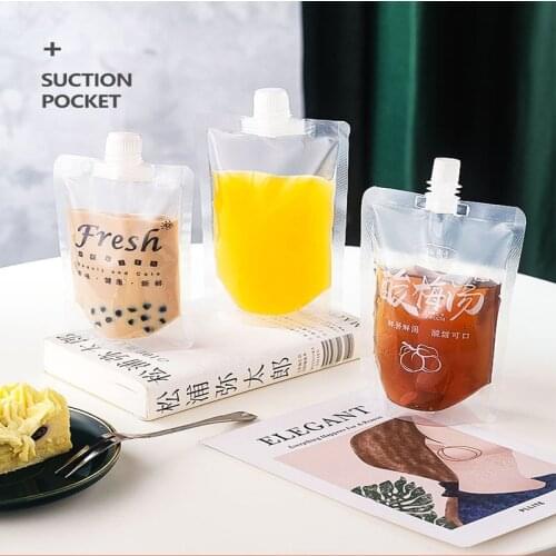 100pcs 100ml-500ml Stand up Packaging Bags Drink Spout Storage Pouch for Beverage Drinks Liquid Juice Milk Coffee Packaging Bag
