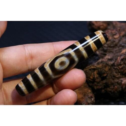Big Treasure Talisman Magic Energy Tibetan old Agate 3 eye Wealth dZi Bead amulet 78mm FR ZZY timestown