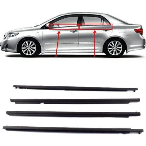 4Pcs/set Car Door Outside Window Belt Molding Trim Weatherstrip For Toyota Corolla 2007 2008 2009 2010 2011 2012 2013 2014