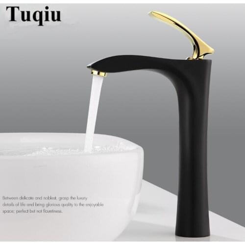 Vidric Tall brass Basin Faucet hot and cold Water Faucet black single lever Wash Faucet bathroom sink faucet basin tap