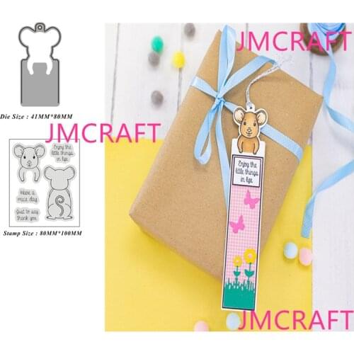 JMCRAFT Mouse Cutting Dies Stamps And Clear Stamp Scrapbooking Stamping DIY Album Rubber Metal Cutting Dies Gift Card Stencil