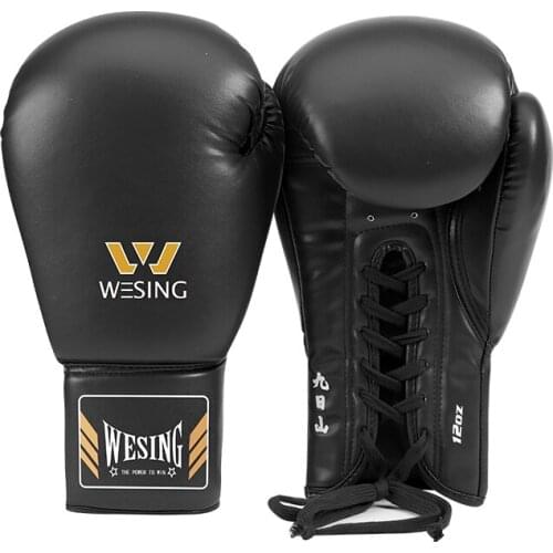 Wesing 8/10/12OZ Pro MMA Muay Thai Boxing Sparring Gloves Competition Training Lace-Up Martial Arts Sanda Boxer Mitts DAO