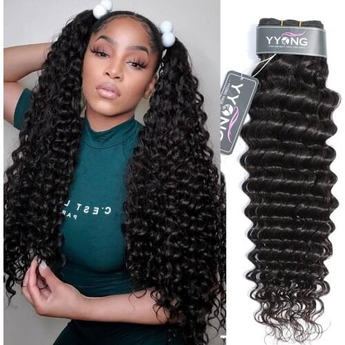 Yyong Peruvian Deep Wave Hair Bundles 3 Or 4 Bundle Deal 100% Human Hair Weave Bundle Deep Wave 8-30Inch Remy Hair Extension