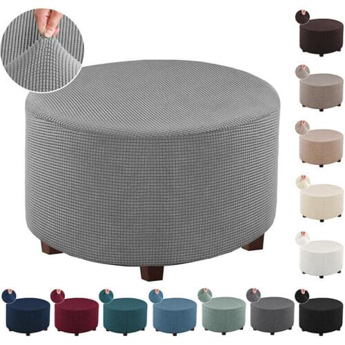 Elastic Round Ottoman Slipcover Footstool Protector Removable Washable Stretch Storage Sofa Foot Protect Cover for Living Room