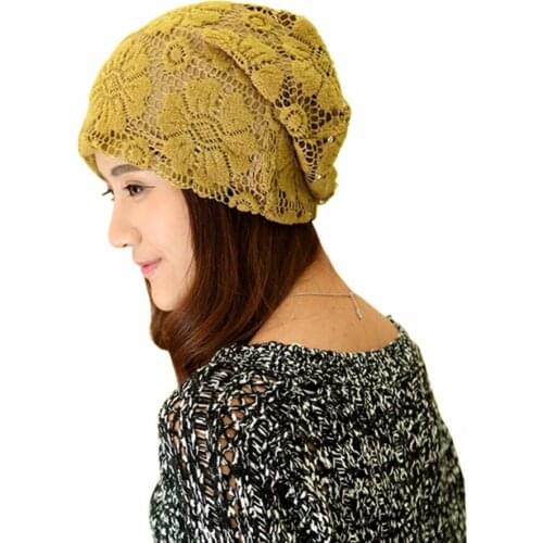 Women Summer Floral Lace Chemo Hat Nightcap Wrap Turban Bonnet Beanie Girl Black 038-669
