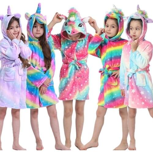 1-6 Year Babys Robe Unicorn Hoodies Girl Boys Sleepwear Good Quality Bath Towels Kids Soft Bathrobe Pajamas Childrens Clothing
