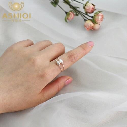 ASHIQI Natural Freshwater Pearl ring for women 925 Sterling Silver Jewelry for girls simple Vintage 2021 new