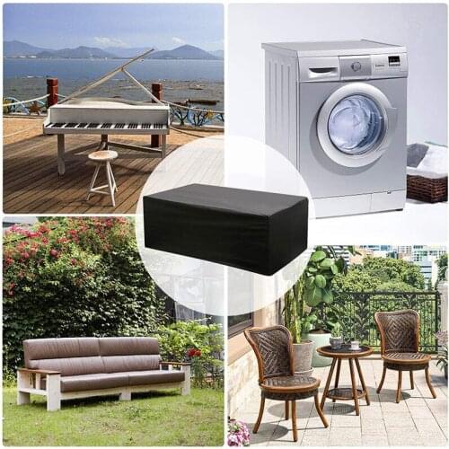1pcs Outdoor Multifunction Patio Furniture Cover Waterproof Black Oxford Dust Covers with Four Corner Buckles