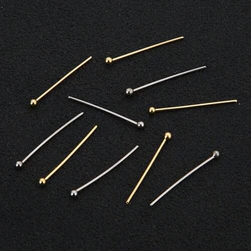 100pcs/lot Stainless Steel Gold Silver Tone 16-70mm Long 2mm Round Ball Headpin for DIY Earring Jewelry Making Findings Supplier