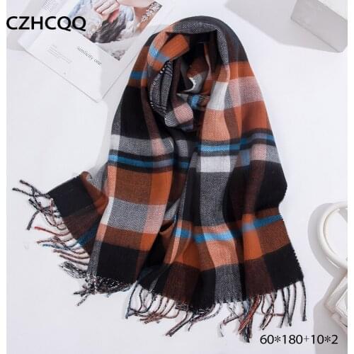 2019 New Winter Women Cashmere Scarf Plaid Poncho Female Foulard Scarves Shawl Pashmina Lady Bandana Wrap Women Scarf For Ladies