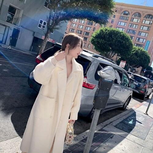2021 Autumn Winter Sweater Women Woolen Coat Knitwear Cardigan Mid-Long Faux Mink Fur New Fashion Plus Size Jacket Loose Z60