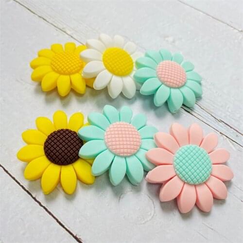50/100pcs BPA Free Sunflower Silicone Beads Food Grade for DIY Baby Teething Pacifier Chain Pendant Accessories Gifts