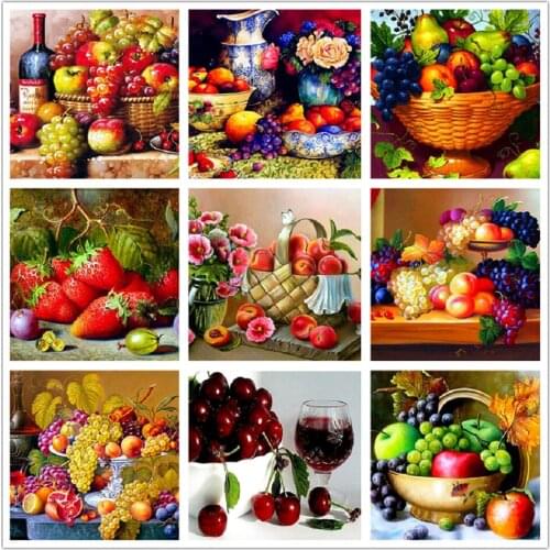 5D Diamond Embroidery Fruit Grape Diy Diamond Mosaic Painting Cross Stitch Landscape Full Square/Round Kitchen Decor Gift