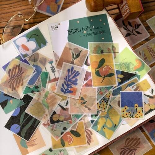 60pcs/bag Vintage art painting rose poem Bullet Journal Decorative Washi Stickers Scrapbooking Stick Label Diary Album Stickers