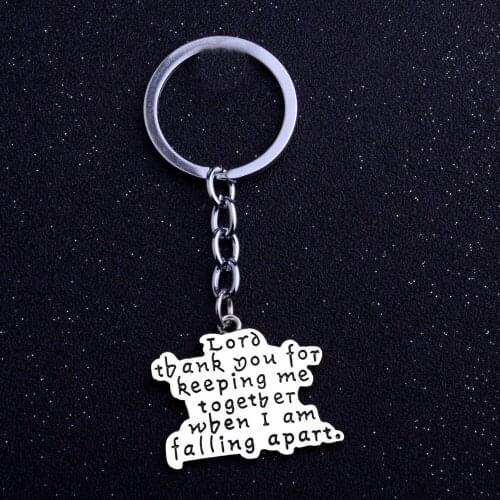 Bespmosp 12PC/Lot Wholesale Thanksgiving Keychain Keyring Keyfob"Lord Thank You For Keeping Me Together..."Charm Chain Jewelry