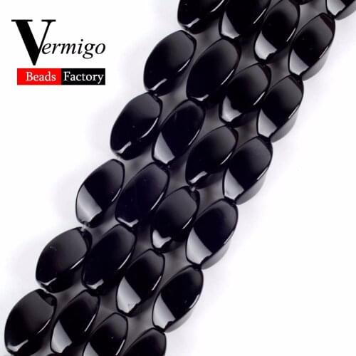 Wholesale 10x16mm Natural Stone Beads Black Agates Twisted Shape Beads For Jewelry Making Diy Necklace Bracelet Accessories