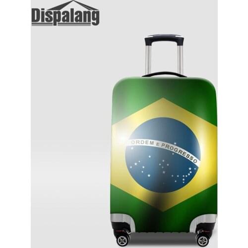 Brazil National Flag Prints Travel Suitcase Cover Apply to 18-32 Inch Cases Elastic Waterproof Luggage Protective Dust Cover