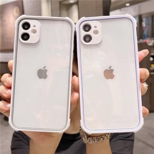 Transparent Shockproof Phone Case For iPhone 12 11 Pro MAX X XS Max XR 7 8 Plus 11Pro SE2020 Soft TPU Lens Protection Back Cover