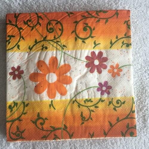 Decoupag paper napkins orange vintage tissue wedding birthday party Christmas print purple flower vine dot servilletas decor