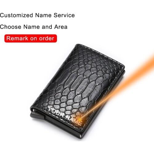 DIENQI Customize Rfid Card Holder Wallet Men Women Laser Engrave Wallet Brand Designer Slim Wallet Male Mini Thin Purse Custom