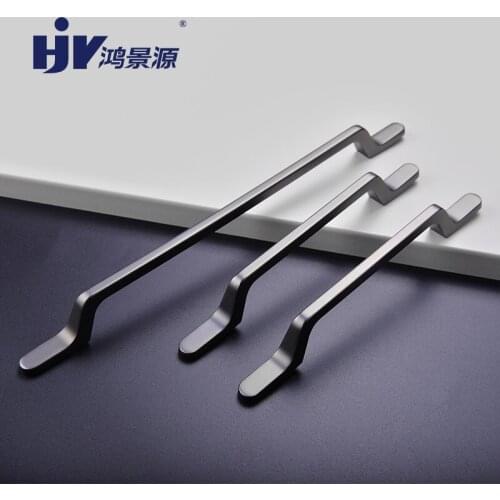HJY Simple Zinc Alloy Wardrobe Door Handle Black Nickel European Kitchen Cabinet Handles Drawer Pulls Furniture Hardware Z417
