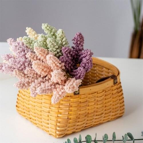 6Pcs/lot PE Lavender Artificial Flowers Bouquet for Wedding Home Decoration DIY Craft Gift Bride Wreath Cereals Plant Heap