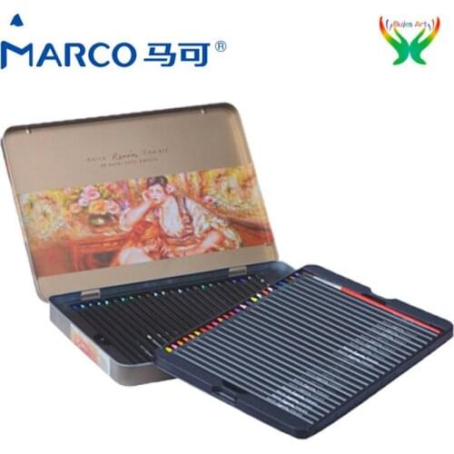 MARCO 24/36/48 color black wood water soluble color pencil painting filling water soluble color lead iron box art color student