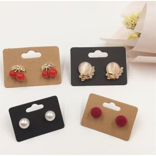400pcs/lot Paper Jewelry Earring card with 2 hole For Jewelry Display Card DIY Accessories Tags black white brown Hanging Labels