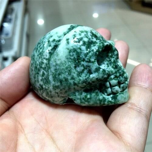 1pcs Beautiful greenpoint stone crystal hand carved cute animal skulls, energy crystals for home decoration
