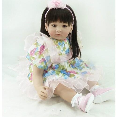 22inch Soft Silicone Reborn Baby Doll 2inch Vinyl Body Girl Lifelike Newborn Dolls Children Pretend Play Toys Best Gifts for Kid