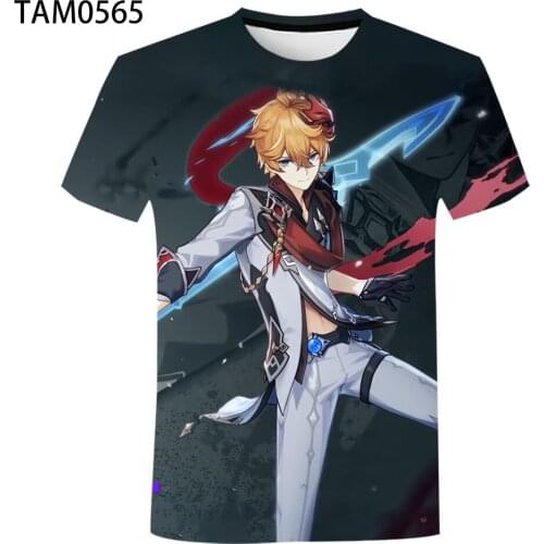 Genshin Impact 3D Printing Europe And America Simple Unisex Short Sleeve Summer Fashion T-Shirt Childrens Leisure Jacket