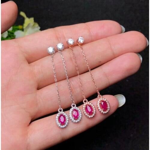 Pigeon blood red ruby gemstone pendant for stud earrings women fine jewelry oval natural gem swing chain party birthday gift
