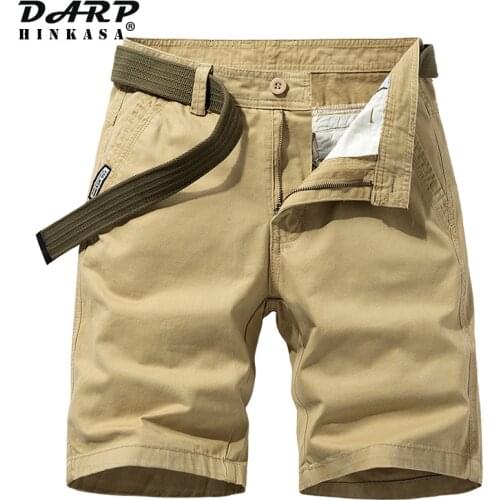 2021 Summer Cotton Men Cargo Shorts Casual Solid Color Khaki Men Short Pants Brand Clothing Jogger Military Cargo Shorts Men