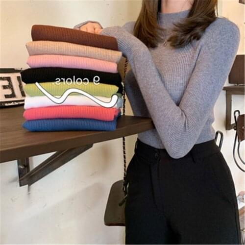 2021 Solid Color Turtleneck Women Autumn Winter Knitted Sweaters Basic Primer Pullovers Korean Fashion Sweater Slim-fit Pullover