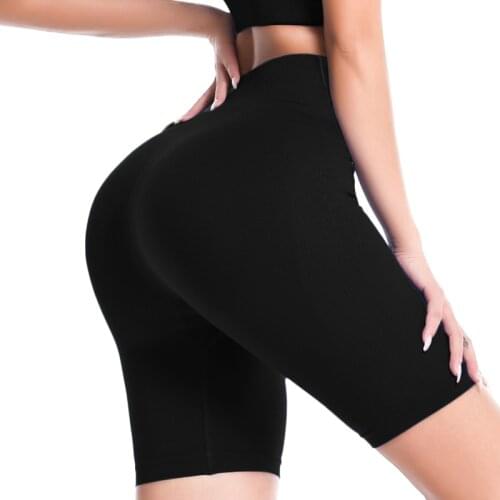 Solid High Waist Yoga Sport Shorts Women Gym Fitness Push Up Seamless Leggings New Running Workout Training Short pants Bottoms