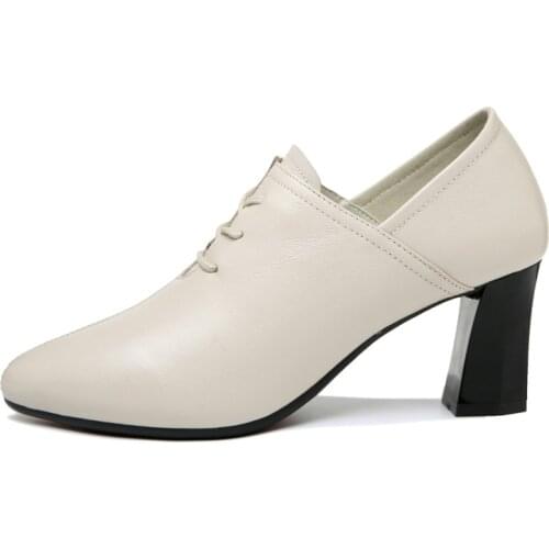 Pointed Thick Heel Shoes, Lace-Up Solid-Color Shoes, WomenS Platform WomenS Shoes