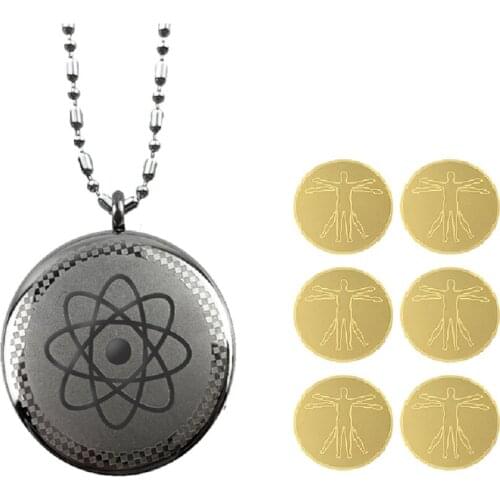 1 Piece Satelite Energy Pendant Necklace and 6 Pieces Anti Radiation Mobile Stickers